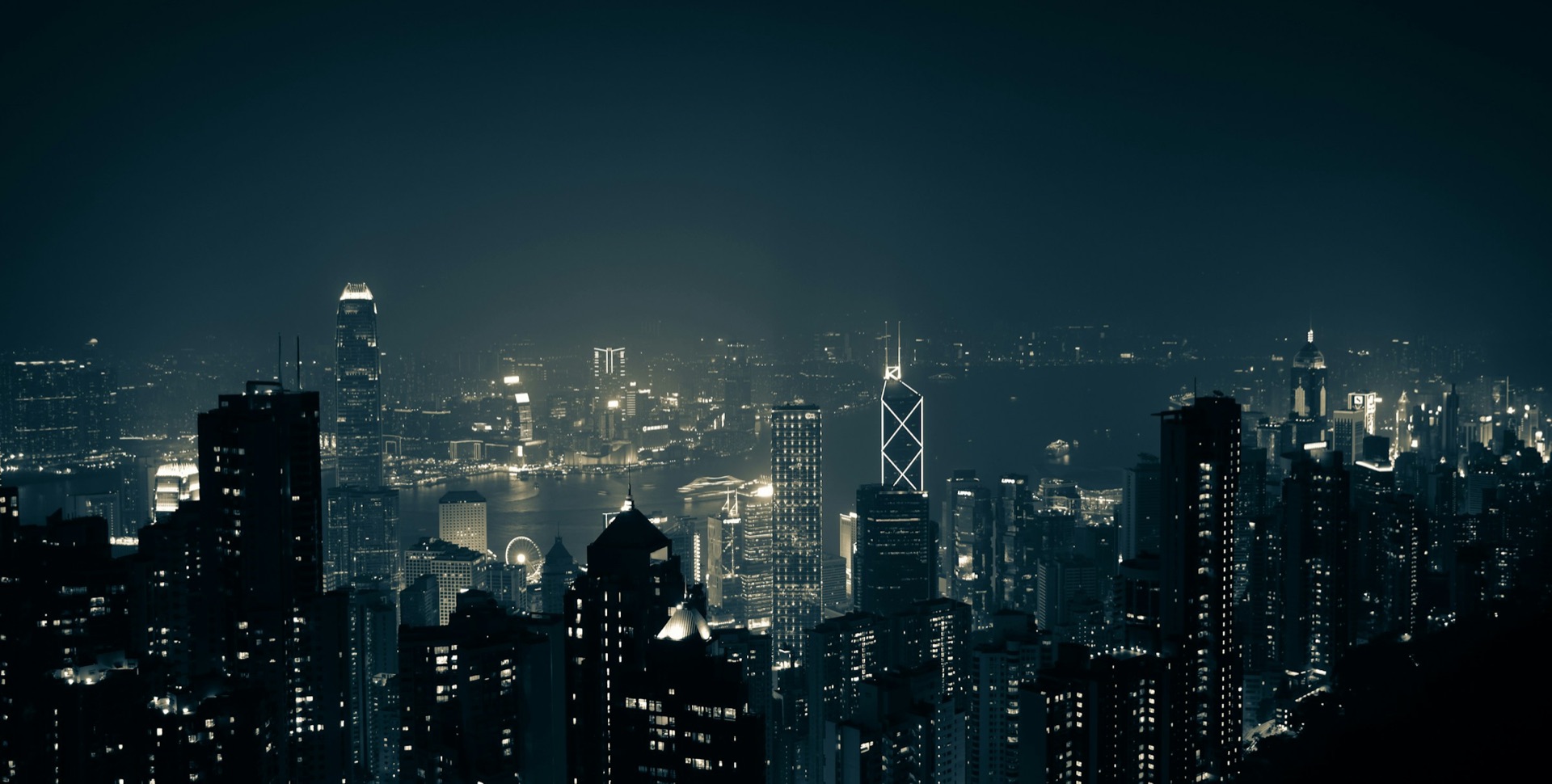 Hong Kong skyline at night from the Peak